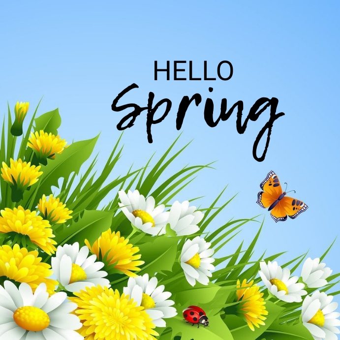 Spring, Hello Spring Square (1:1) template