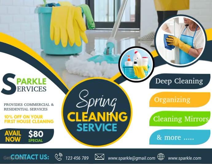 spring, spring cleaning service Løbeseddel (US Letter) template