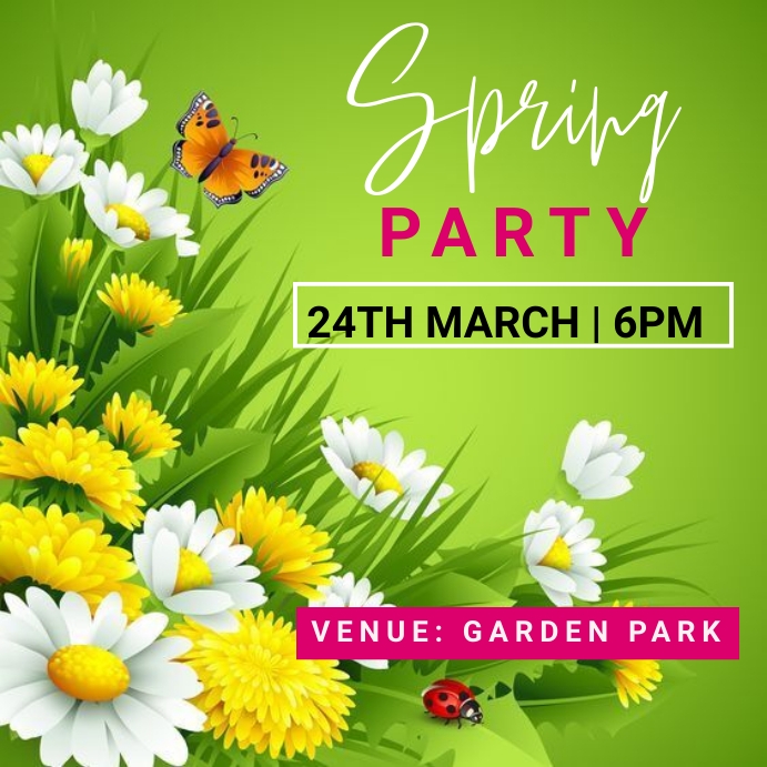 spring, spring party, spring break Квадрат (1 : 1) template