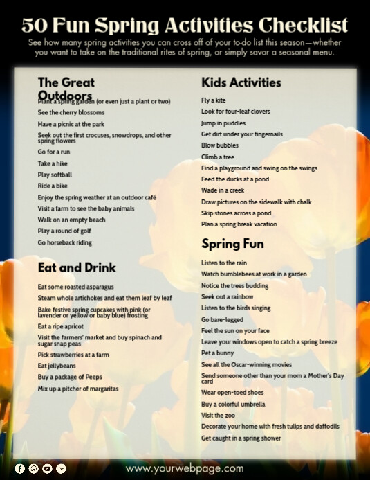 Copy of Spring Activities Checklist 2021 Template | PosterMyWall