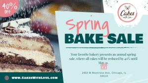 Turquoise Bake Sale Promotion Facebook Cover Video Template
