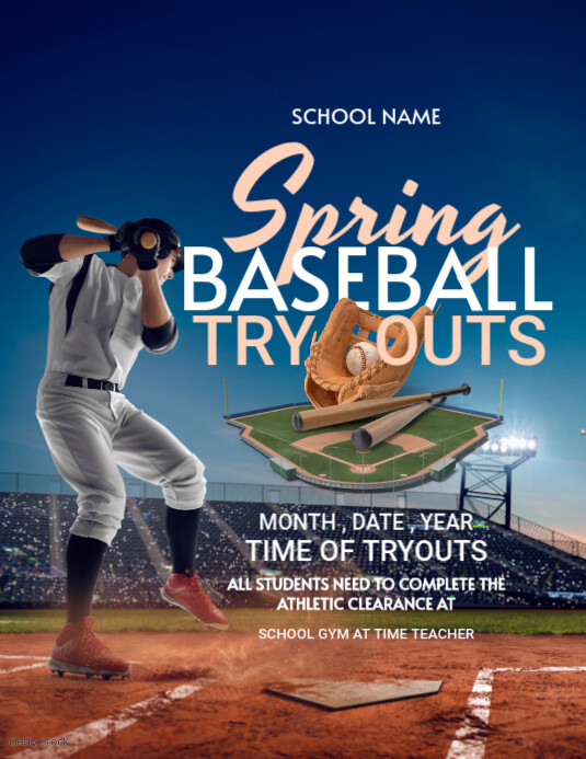 Spring baseball tryouts | PosterMyWall