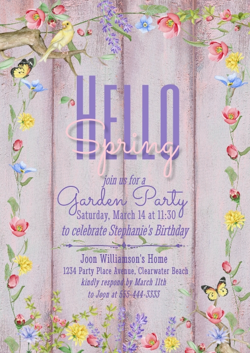 Pinterest Spring Invitation Spring Birthday Invitation for her Template | PosterMyWall