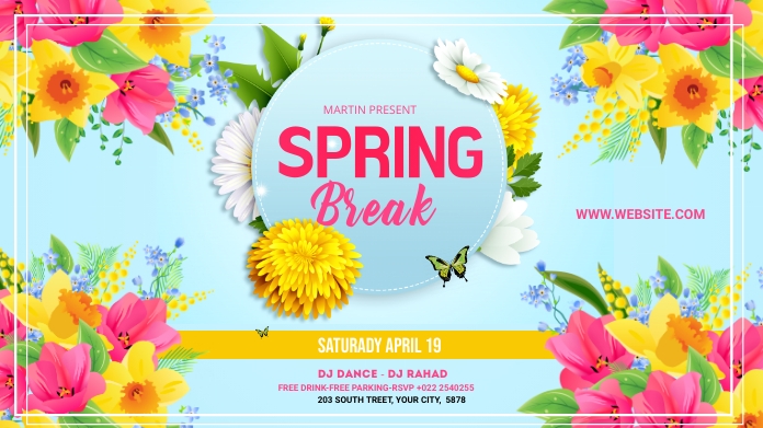 Spring Break Baner Spring Break Banner Template 2021 | PosterMyWall