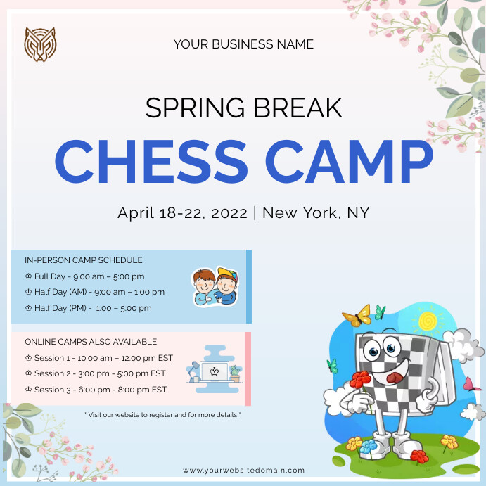 Spring Break Chess Camp Instagram Post template