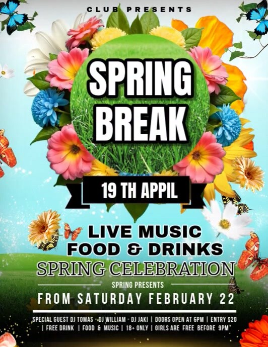 SPRING BREAK Flyer (US Letter) template