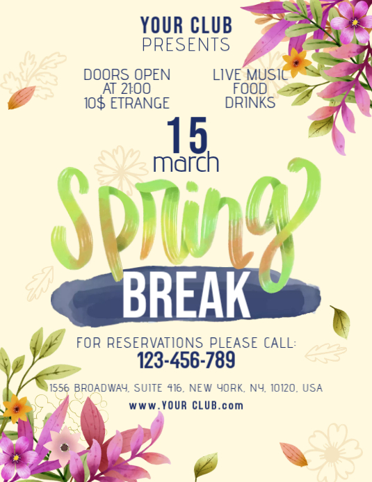 Spring Break Event Flyers Template | PosterMyWall