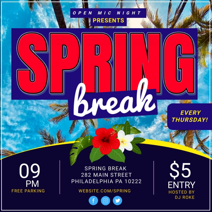 Spring Break Template | PosterMyWall