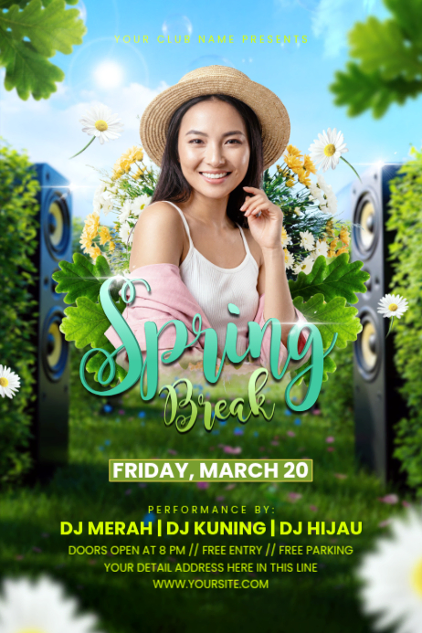Plantilla de Spring Break DJ Event Flyer Template – Music Festival Club ...