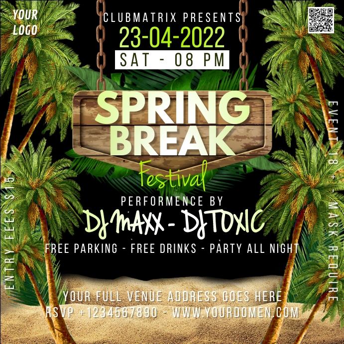 Spring Break Event Graphics Spring break festival Template | PosterMyWall