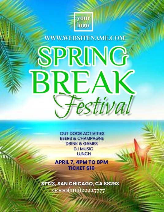 Spring Break Event Graphics Spring break festival Template | PosterMyWall