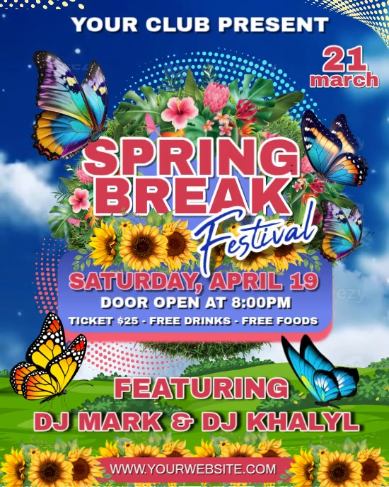 Spring Break Festival instagram Post Template | PosterMyWall