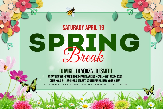 Spring Break Flyer Template Design | PosterMyWall