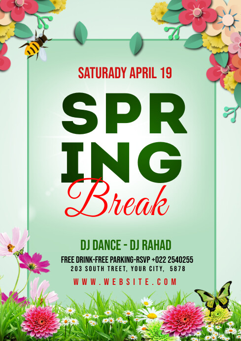 Spring Break Flyer Template Design | PosterMyWall
