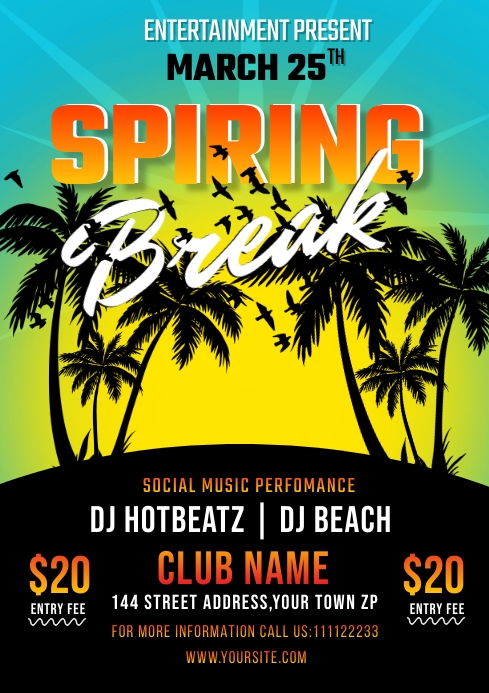 Spring Break Program Flyer Spring Break Flyer Template Design | PosterMyWall