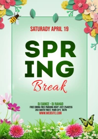 Spring Break Flyer Template Design A4