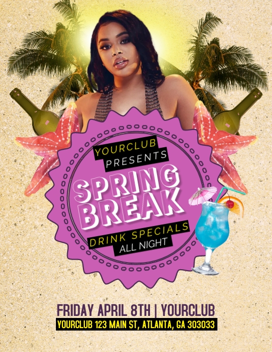 Spring Break Flyer template Løbeseddel (US Letter)