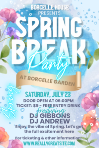 Spring Break Garden Party Flyer 海报 template