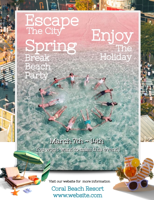 Spring break holiday flyer design Template | PosterMyWall