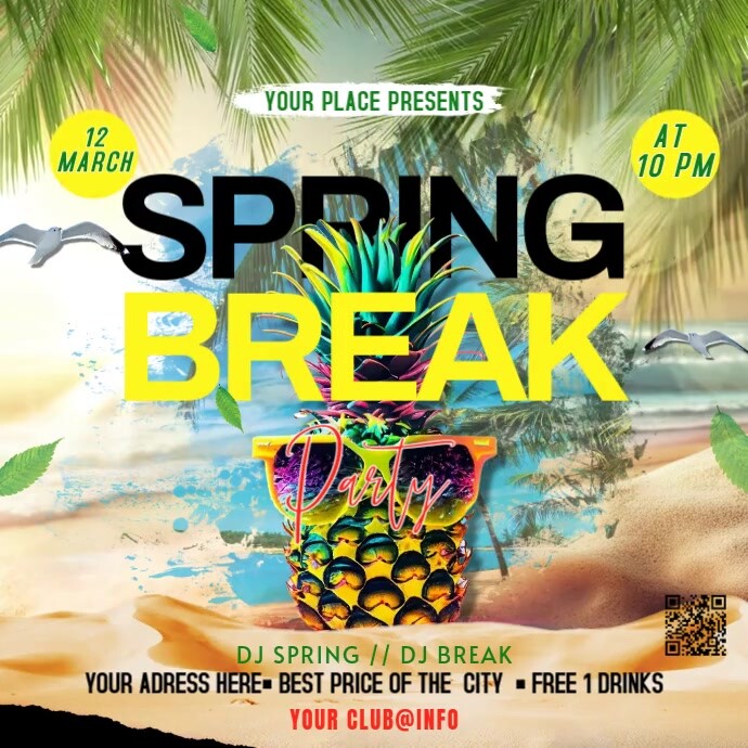 Happy Spring Break Post Copy of Spring Break Instagram Post | PosterMyWall