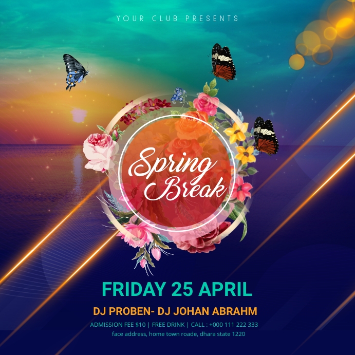 Spring Break Instagram post Template | PosterMyWall