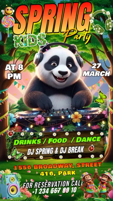 Spring Break Kids Party Invitation nstagram Story Template | PosterMyWall