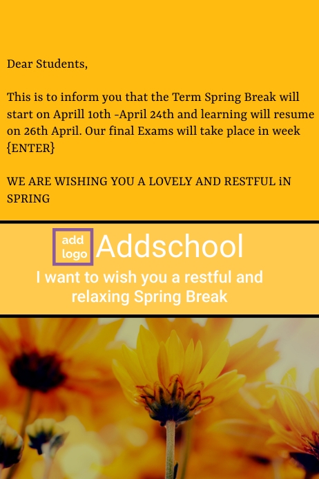 spring break message Template | PosterMyWall