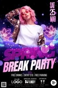 Spring Break Neon Plakat template