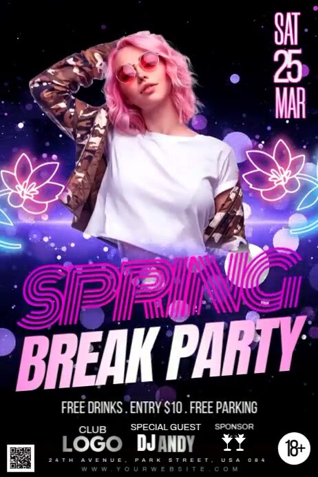 Spring Break Neon Template | PosterMyWall
