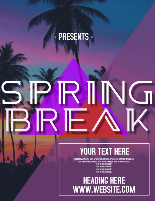 SPRING BREAK NIGHT PARTY AD FLYERS Template | PosterMyWall