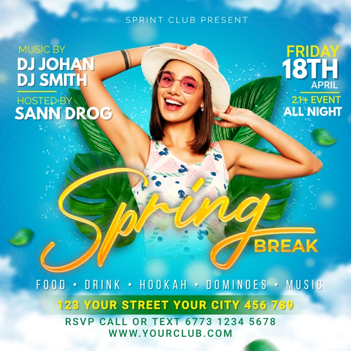 Spring Break Party Ad Template | PosterMyWall