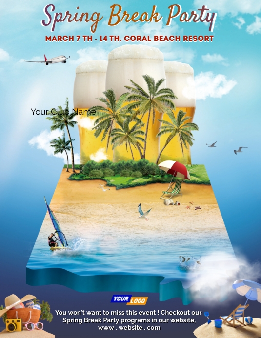 Spring Break Event Graphics Spring Break Party Design Template | PosterMyWall
