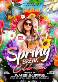 Spring break Party A6 template