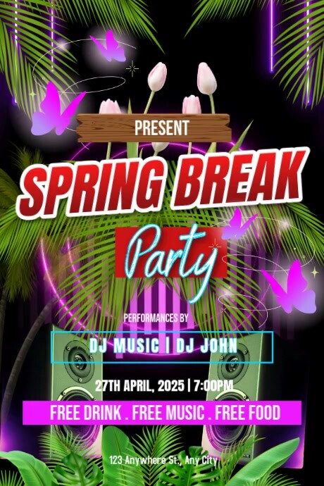 Spring Break Event Graphics spring break party Template | PosterMyWall