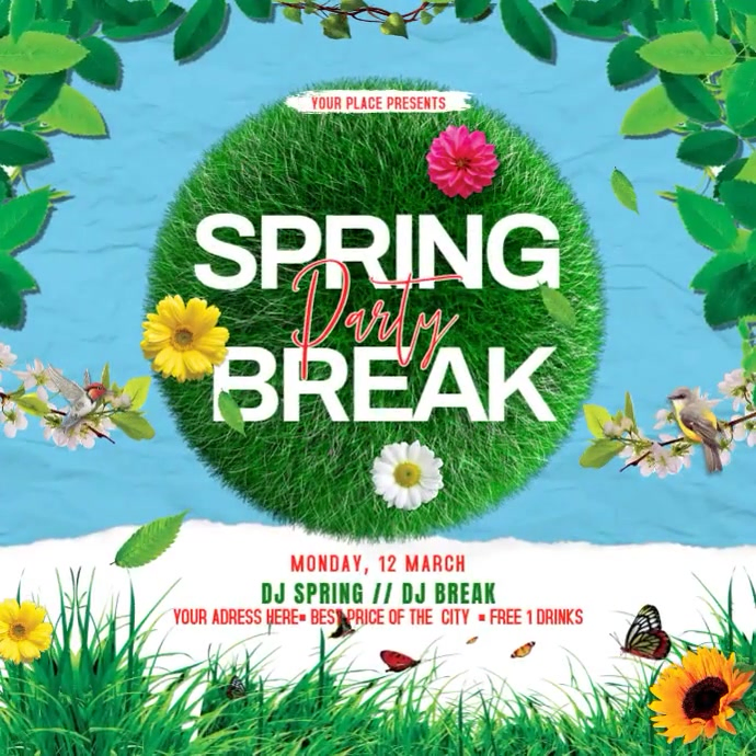 Modèle Spring Break Party Instagram Ad | PosterMyWall