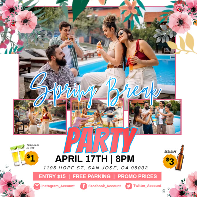 Spring Break Party Template | PosterMyWall