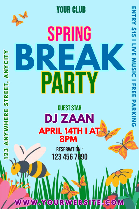 Spring Break Party Template | PosterMyWall