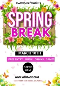 Spring break party A4 template