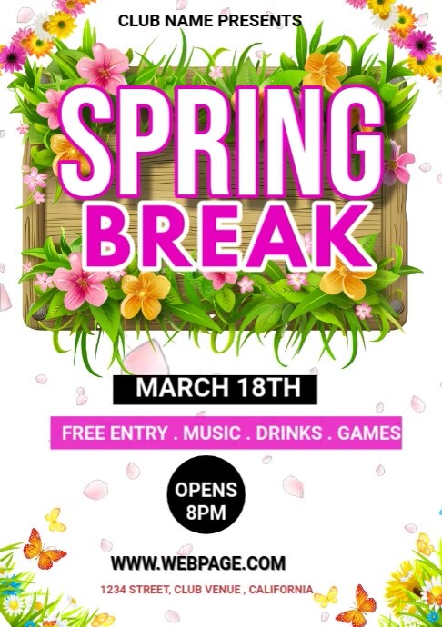 Spring Break Event Graphics Spring break party Template | PosterMyWall