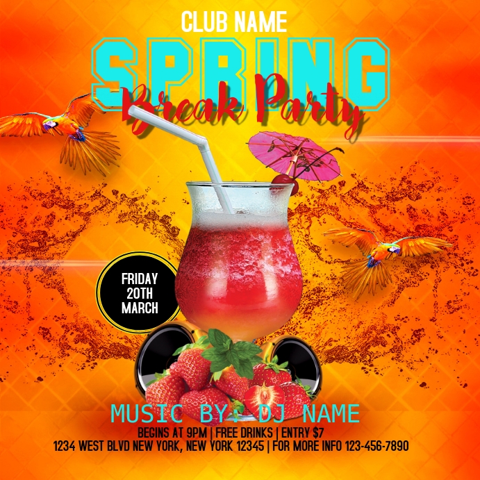 SPRING Break Party Template | PosterMyWall