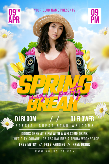 Spring Break Party DJ Flyer Template | PosterMyWall