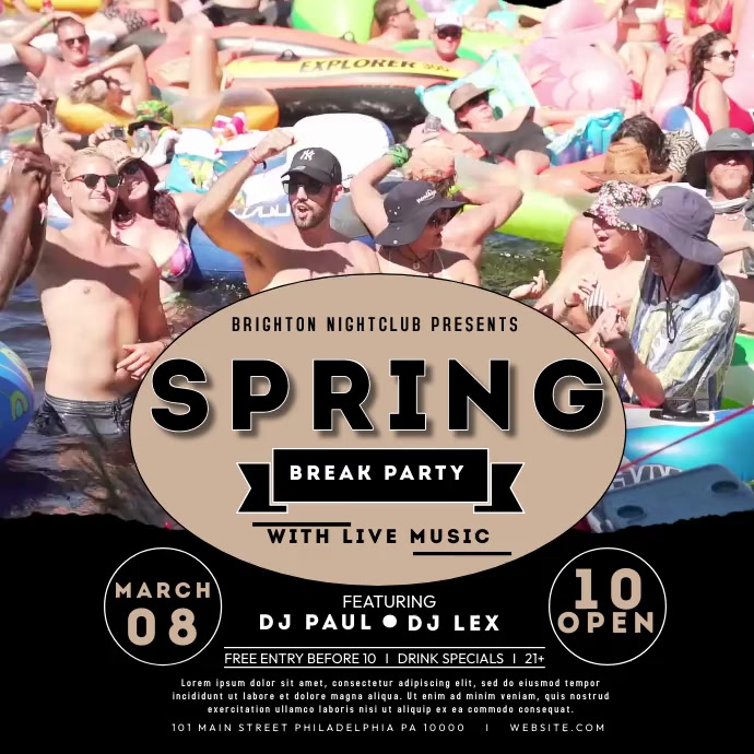 Spring Break Party Event Event Publicação no Instagram template