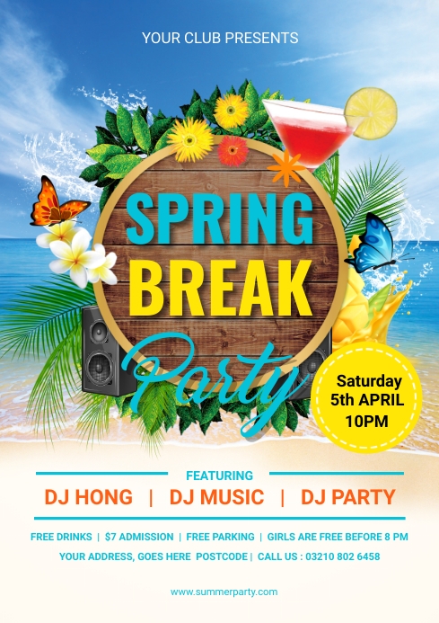 Spring Break Event Graphics Spring Break Party Flyer Template | PosterMyWall