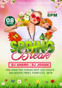 Spring Break Party Flyer Template A5