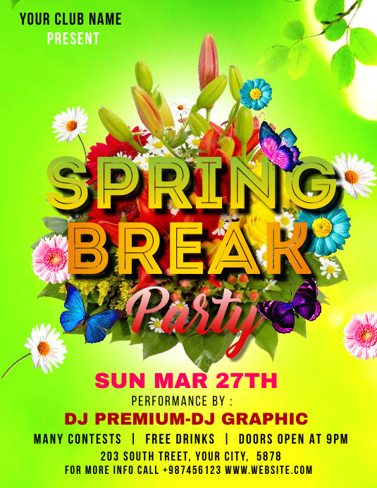 Modèle spring break party flyer template | PosterMyWall