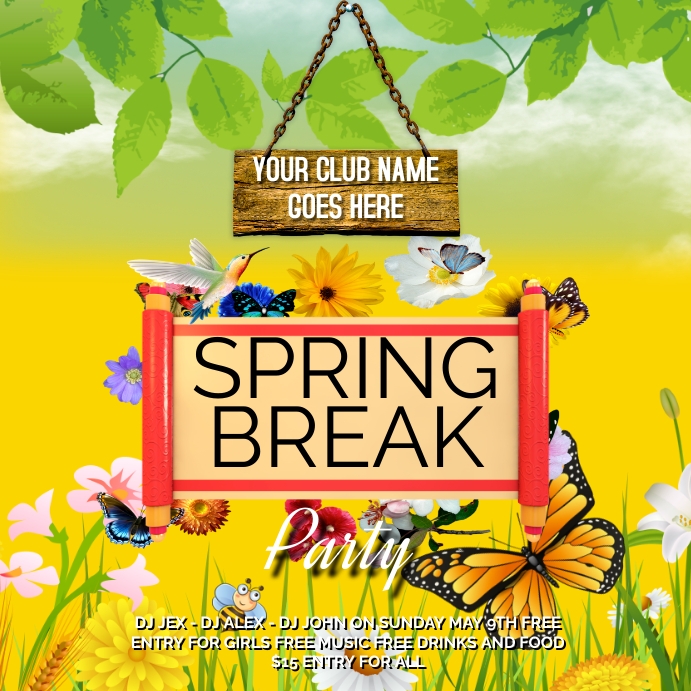 Spring break Party Instagram Template | PosterMyWall