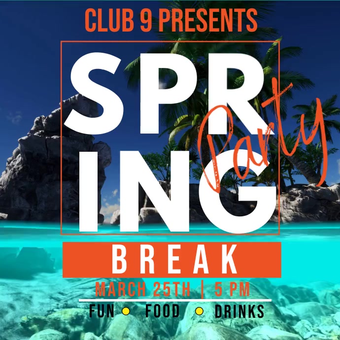 Spring break party instagram post Template | PosterMyWall