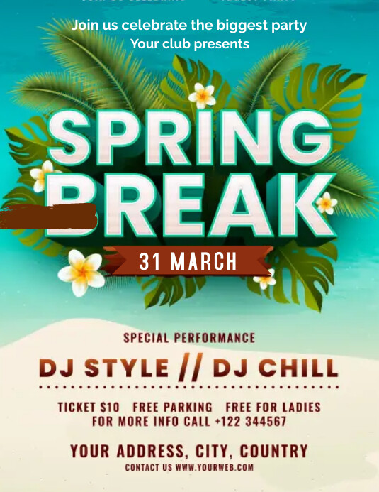 SPRING BREAK PARTY INVITATION POSTER Template | PosterMyWall