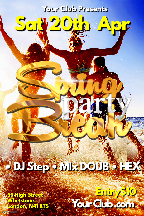 Spring Break Party Poster Template | PosterMyWall