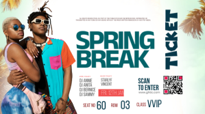 Spring Break Party Ticket Digitalt display (16:9) template